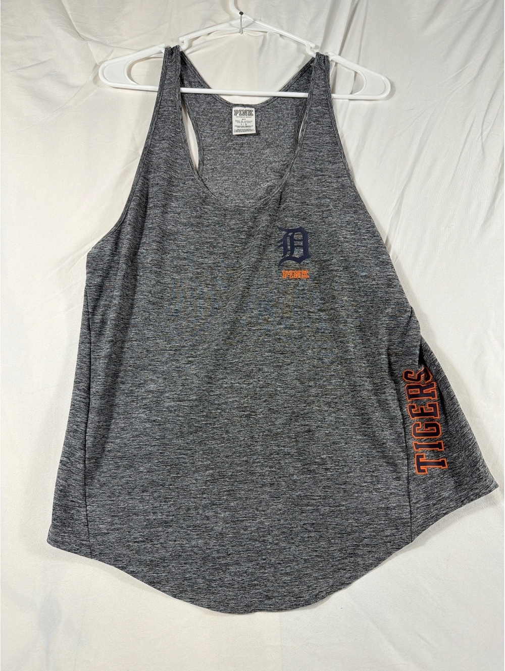 PINK Victoria's Secret Detroit Tigers Grey Racerback Tank Top Large
